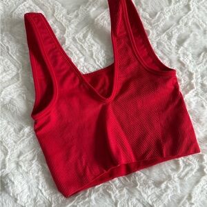 All in Motion Red Ribbed Sports Bra